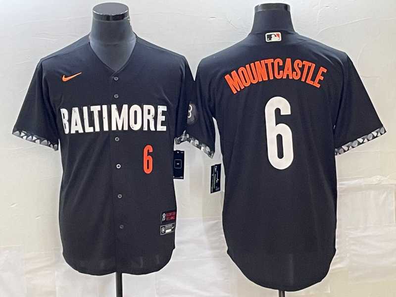 Mens Baltimore Orioles #6 Ryan Mountcastle Number Black 2023 City Connect Cool Base Stitched Jerseys